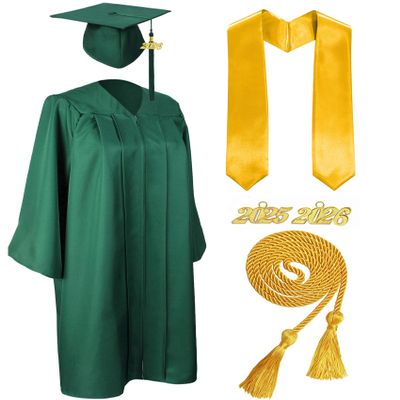 MyGradDay Unisex Matte Graduation Cap and Gown 2025 & 2026 Set with Tassel Honor Cord Graduation Stoles