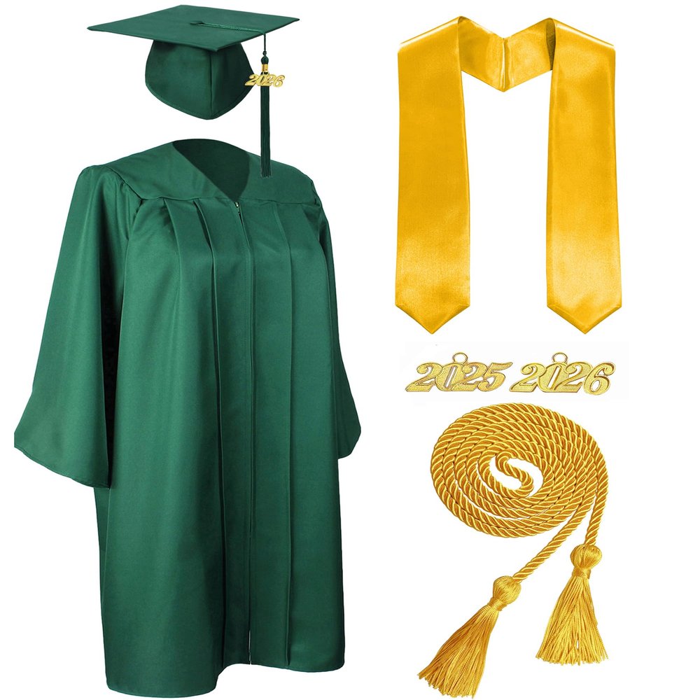 MyGradDay Unisex Matte Graduation Cap and Gown 2025 & 2026 Set with Tassel Honor Cord Graduation Stoles