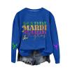 GOKKILRW Mardi Gras Shirts Women Rave Party Funny Graphic Sweatshirts Carnival Outfits Trendy Spring Long Sleeve Print New Orleans Blouses Loose Casual Fat Tuesday Street Parade Tops Blue view 1