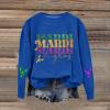 GOKKILRW Mardi Gras Shirts Women Rave Party Funny Graphic Sweatshirts Carnival Outfits Trendy Spring Long Sleeve Print New Orleans Blouses Loose Casual Fat Tuesday Street Parade Tops Blue view 2