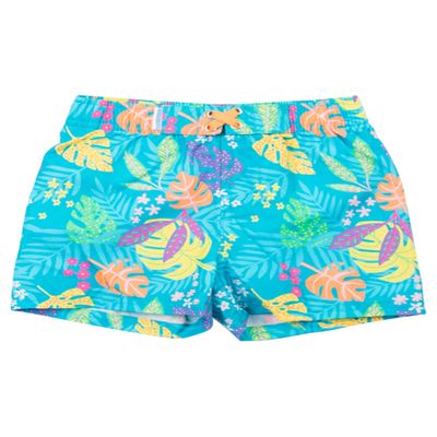RUGGEDBUTTS Boys UPF50+ Sun Protection Fruits & Florals Swim Trunks - Neon Tiki Vibes, 12-18m