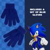 Sonic The Hedgehog Kids Winter Beanie Hat and Gloves Set, Boys Cuffed Winter Knit Cap with Pom and Matching Mittens, Gotta go Fast, Blue Checkers, One Size view 4