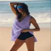 RanRui 2025 Sleeveless T-shirt tunic pullover Deep V-neck split pocket vest tennis sports shirt loose version fashion (E25B1091-011#purple,Small) view 2