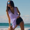 RanRui 2025 Sleeveless T-shirt tunic pullover Deep V-neck split pocket vest tennis sports shirt loose version fashion (E25B1091-011#purple,Small) view 4