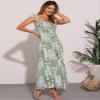 Allegra K Summer Spaghetti Strap Dress for Women's Beach Printed Square Neck Maxi Sun Dresses A-Line Long Dress Small Green view 4