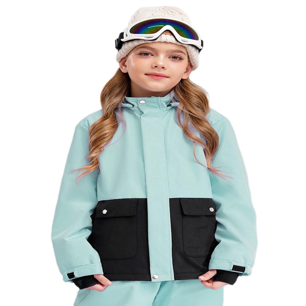 Huimingda Kids Girl's Ski Jacket Winter Waterproof Windproof Coat Snowboarding Snow Sports Skiing Warm Outerwear Light Green 8 Years
