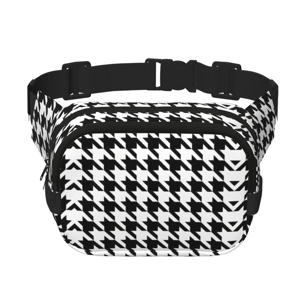 Houndstooth Black print Everywhere Fanny Pack Purse with Adjustable Straps for Casual Travel Hiking Outdoor Sports