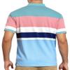 AbbyHold Cotton Short Sleeve Striped Polo Shirts for Men Pique Golf Shirts (S, Blue) view 2