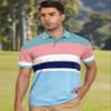 AbbyHold Cotton Short Sleeve Striped Polo Shirts for Men Pique Golf Shirts (S, Blue) view 3