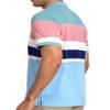 AbbyHold Cotton Short Sleeve Striped Polo Shirts for Men Pique Golf Shirts (S, Blue) view 4