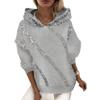 Epanus Womens Fashion Sequin Print Hoodie Sweatshirt Loose Fit Long Sleeve Casual Pullover Tops Blouse Sweatshirt Grey view 1