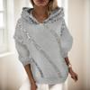 Epanus Womens Fashion Sequin Print Hoodie Sweatshirt Loose Fit Long Sleeve Casual Pullover Tops Blouse Sweatshirt Grey view 2