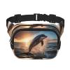 Dolphin print Fanny Pack Waist Packs with Extender for Men Women, Waist Bag Hip Pack with Zipper Pockets view 1