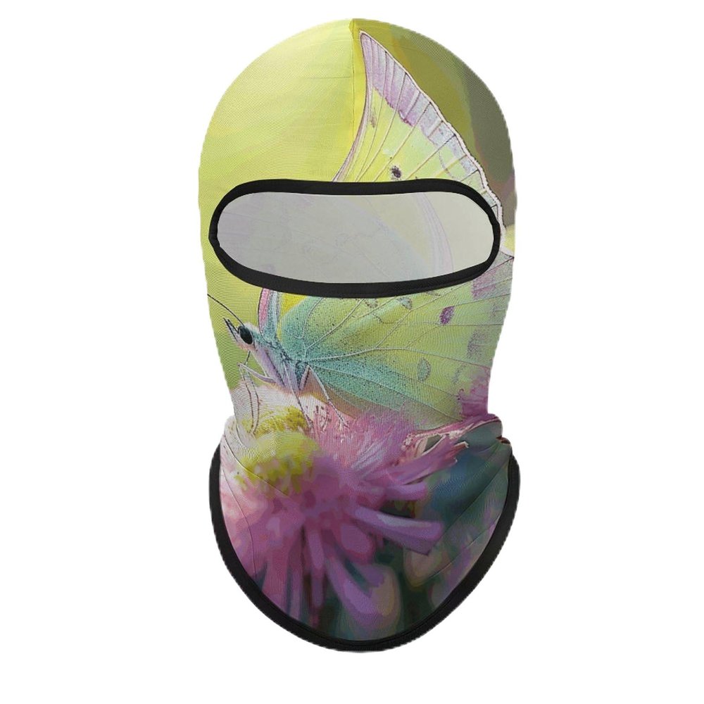Yellow Butterfly Ski Mask Cover Balaclava Full Face Mask Winter Face Cover Cooling Neck Gaiter UV Protection for Men Women Outdoor Sports Motorcycle Riding