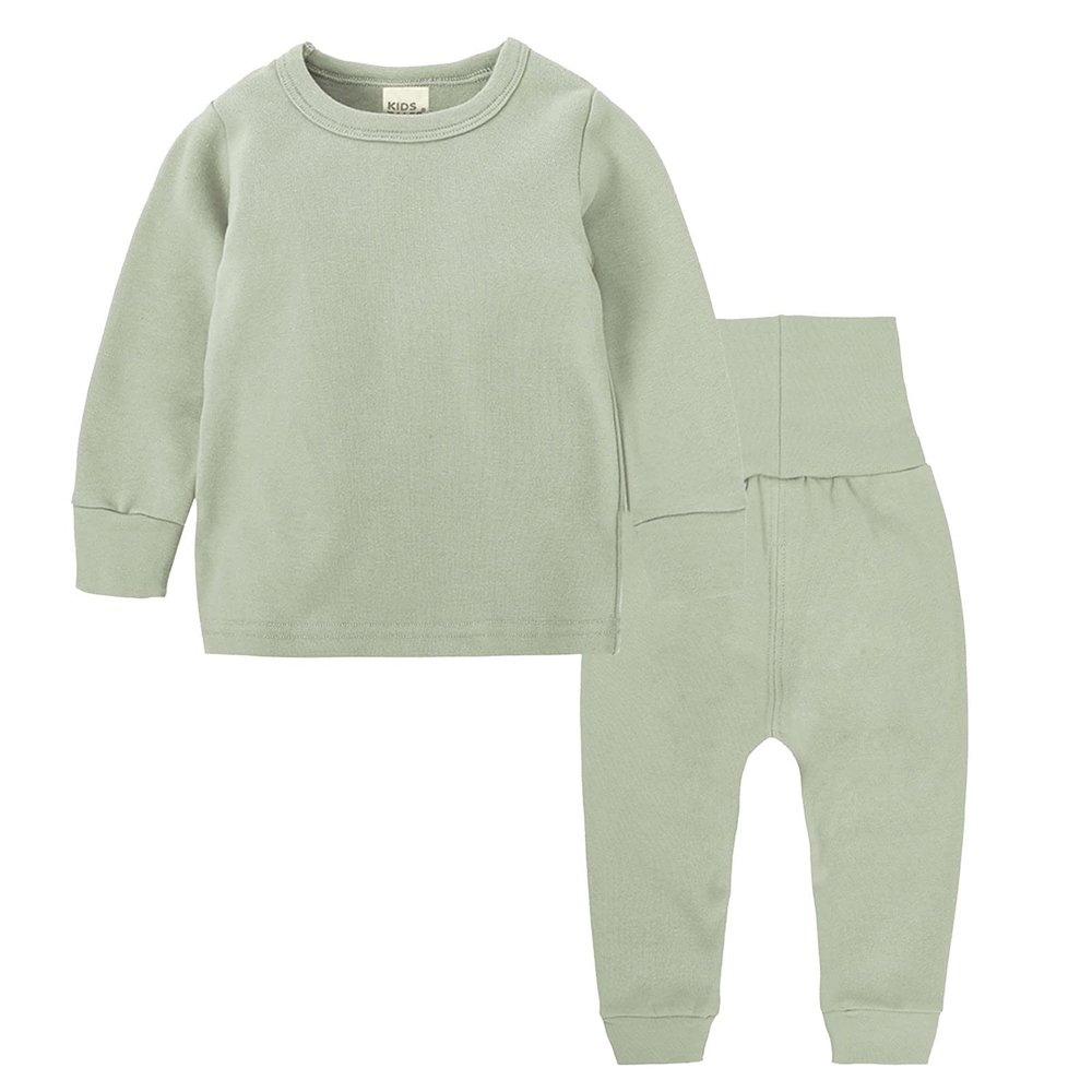 Girls Boys Thermal Underwear Set Toddler Baby Winter Base Layer Kids Long Johns Soft Cotton (Mint Green, 5-6 Years)