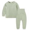 Girls Boys Thermal Underwear Set Toddler Baby Winter Base Layer Kids Long Johns Soft Cotton (Mint Green, 5-6 Years) view 1