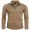 Alimens & Gentle Men's Dark Khaki Dress Shirt Slim Fit Long Sleeve Stain Shield Button Down Shirts Office Travel S view 1