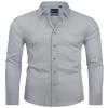 Alimens & Gentle Men's Light Grey Dress Shirt Slim Fit Long Sleeve Stain Shield Button Down Shirts Office Interview XL view 1