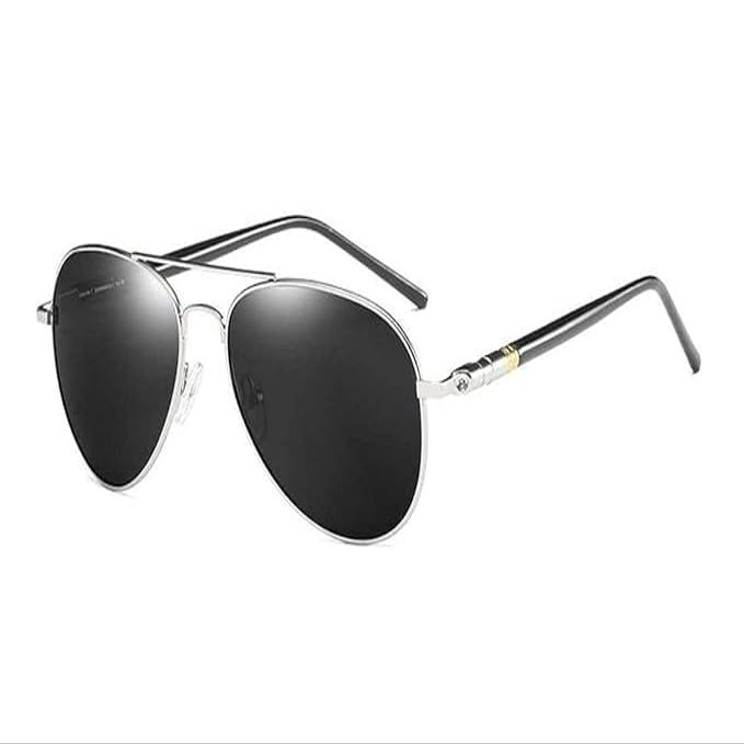 Black Jones Polarized Sunglasses For Men and Women Wayfarer UV Protection Aviator Shape Goggles Sunglass Silver and Gun-Metal (Black)-Pack of 1