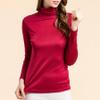 Womens Silk Tops Turtleneck Long Sleeve Mulberry Silk T Shirt Ultra Soft Thermal Layer Tops Slim High Neck Blouse Undershirts (3X-Large,Wine Red) view 2
