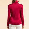 Womens Silk Tops Turtleneck Long Sleeve Mulberry Silk T Shirt Ultra Soft Thermal Layer Tops Slim High Neck Blouse Undershirts (3X-Large,Wine Red) view 3