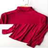 Womens Silk Tops Turtleneck Long Sleeve Mulberry Silk T Shirt Ultra Soft Thermal Layer Tops Slim High Neck Blouse Undershirts (3X-Large,Wine Red) view 4