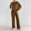 2 Piece Lounge Set Women Ribbed Knit Oversized Hoodie Wide Leg Pants Trousers Pullover Sweaters Comfy Lounge Pants Trendy Knit Sets Two Piece Travel Outfit for Airplane Fall Outfit Track Suit view 2