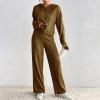 2 Piece Lounge Set Women Ribbed Knit Oversized Hoodie Wide Leg Pants Trousers Pullover Sweaters Comfy Lounge Pants Trendy Knit Sets Two Piece Travel Outfit for Airplane Fall Outfit Track Suit view 3