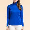 Womens Silk Tops Turtleneck Long Sleeve Mulberry Silk T Shirt Ultra Soft Thermal Layer Tops Slim High Neck Blouse Undershirts (3X-Large,Blue) view 2