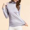 Womens Silk Tops Turtleneck Long Sleeve Mulberry Silk T Shirt Ultra Soft Thermal Layer Tops Slim High Neck Blouse Undershirts (XX-Large,Gray) view 2