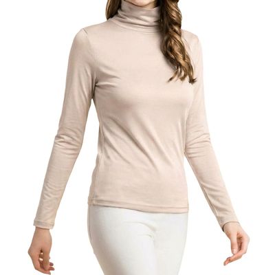 Womens Silk Tops Turtleneck Long Sleeve Mulberry Silk T Shirt Ultra Soft Thermal Layer Tops Slim High Neck Blouse Undershirts (3X-Large,Nude)
