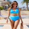 Blooming Jelly Women High Waisted Bikini Sets Tummy Control Swimsuits Color Block Two Piece Drawstring Bathing Suit (S, Blue062) view 4