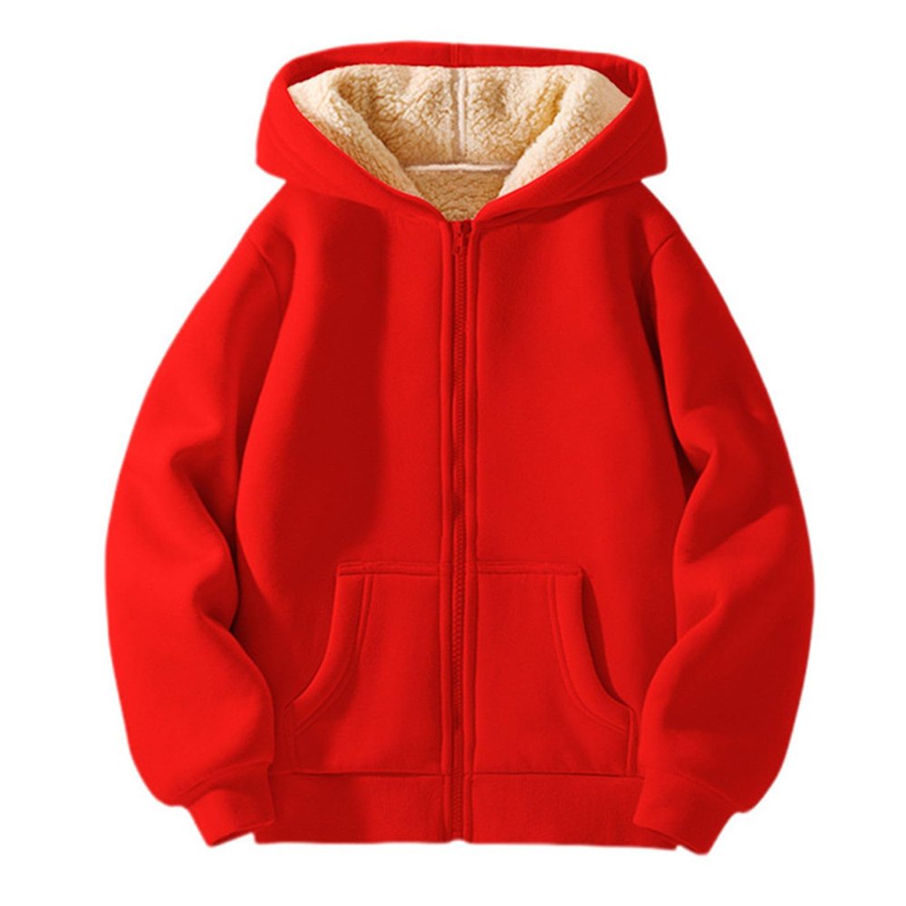 Unisex Boys Girls Winter Lined Hoodie Kid's Pullover Hooded Plaid Sweatshirt Jackets Outwear (RD2, 13-14 Years)
