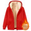 Unisex Boys Girls Winter Lined Hoodie Kid's Pullover Hooded Plaid Sweatshirt Jackets Outwear (RD2, 13-14 Years) view 3