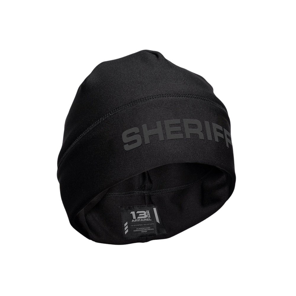 13FA Sheriff Utility Beanie - USA Patriotic Gear - Poly-Spandex Blend for Stretch-Fit Comfort - Unisex Hi-Vis Winter Hat (US, Alpha, One Size, Standard, Black & Black)