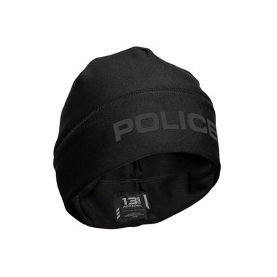 13FA Police Utility Beanie - USA Patriotic Gear - Poly-Spandex Blend for Stretch-Fit Comfort - Unisex Hi-Vis Winter Hat (US, Alpha, One Size, Standard, Black & Black)