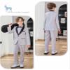 Boys Shiny Tuxedo Suit 2 Pieces Kids Bling Outfit Set Formal Dresses Set for Wedding Cement Grey view 2