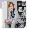 Boys Shiny Tuxedo Suit 2 Pieces Kids Bling Outfit Set Formal Dresses Set for Wedding Cement Grey view 3
