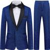 Boys Shiny Tuxedo Suit 2 Pieces Kids Bling Outfit Set Formal Dresses Set for Wedding Royal Blue view 1