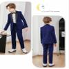Boys Shiny Tuxedo Suit 2 Pieces Kids Bling Outfit Set Formal Dresses Set for Wedding Royal Blue view 2