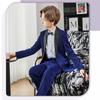 Boys Shiny Tuxedo Suit 2 Pieces Kids Bling Outfit Set Formal Dresses Set for Wedding Royal Blue view 3