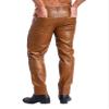 LiiYii Men's Leather Pants Steampunk Gothic Pants Slim Fit Leather Motorcycle Pants Straight Trousers Brown Large view 2