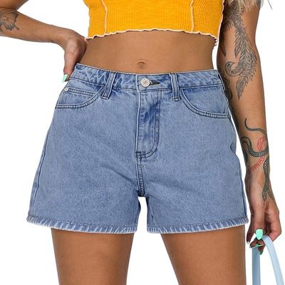 Angerella Jean Shorts Womens Stretchy High Waisted Denim Shorts with Pockets Trendy Distressed Cut Off Shorts Blue XXL