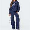 HUDFERG Women 2PCS Bow Print Sweatshirt Pullover Long Sleeve Crew Neck Hoodie and Sweatpants Tracksuits (Navy, L) view 2