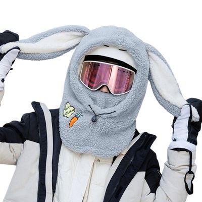 NURCOIOX Cute Women Girl Winter Face Mask, Plush Cat Ears Warm Balaclava Hood, Outdoor Cold Weather Scarf Hat Helmet Covers-L