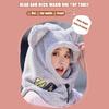 NURCOIOX Cute Women Girl Winter Face Mask, Plush Cat Ears Warm Balaclava Hood, Outdoor Cold Weather Scarf Hat Helmet Covers-L view 2