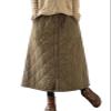 ebossy Women's Puffer Quilted Skirt Winter Insulated Warm High Waist Front Split Long Down Skirt with Pockets (One Size, Army Green)