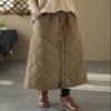 ebossy Women's Puffer Quilted Skirt Winter Insulated Warm High Waist Front Split Long Down Skirt with Pockets (One Size, Army Green) view 3