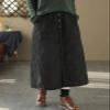 ebossy Women's Puffer Quilted Skirt Winter Insulated Warm High Waist Front Split Long Down Skirt with Pockets (One Size, Black) view 2