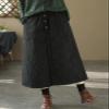 ebossy Women's Puffer Quilted Skirt Winter Insulated Warm High Waist Front Split Long Down Skirt with Pockets (One Size, Black) view 3